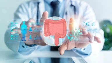 Rappresentazione di un intestino e degli studi in gastroenterologia