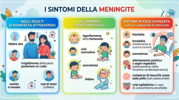 Sintomi della meningite - infografica